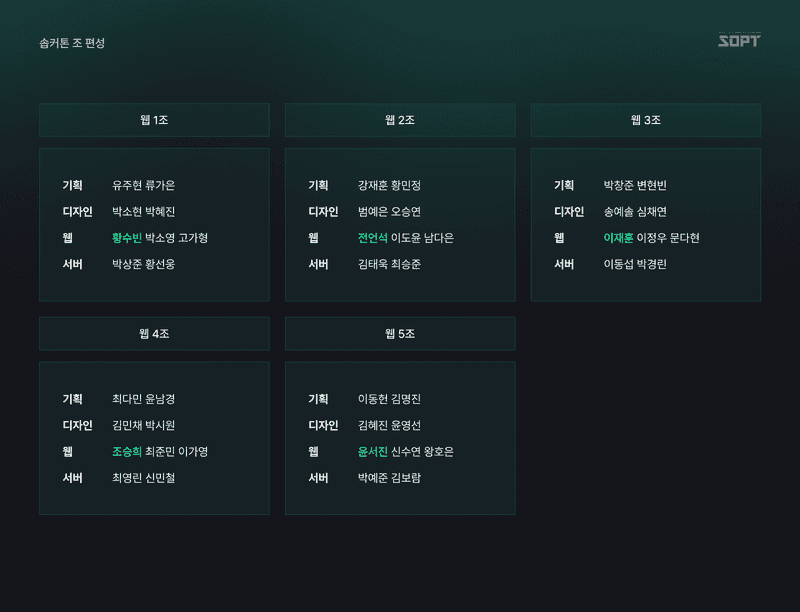 팀 구성 캡처 화면