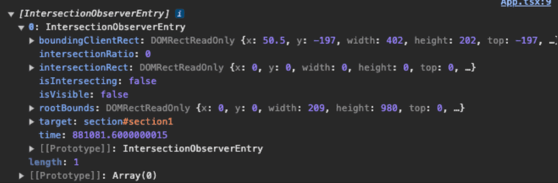 타겟이 영역 내에서 벗어날 때 entry에 대한 console 내용