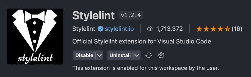 stylelint VSC extension 캡처 화면