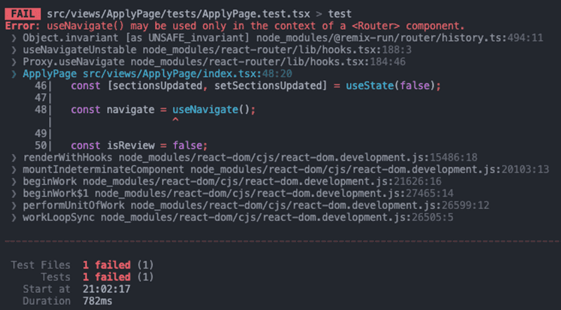 test 에러 2 - useNavigate를 사용할 수 없다